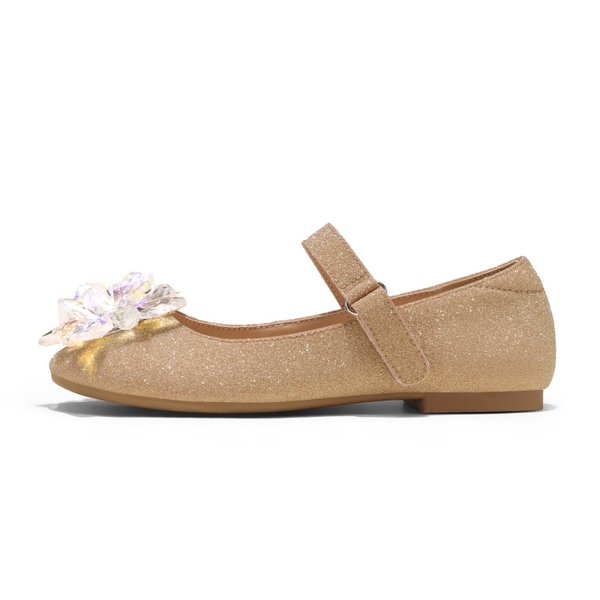 Girls Bow Glitter Princess Ballet Flats - GOLD GLITTER - 1